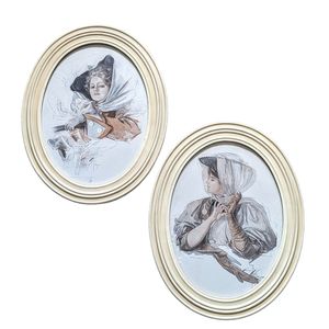 Vintage Antique Harrison Fisher  1907 Framed Gibson Girl Fashion Print Set